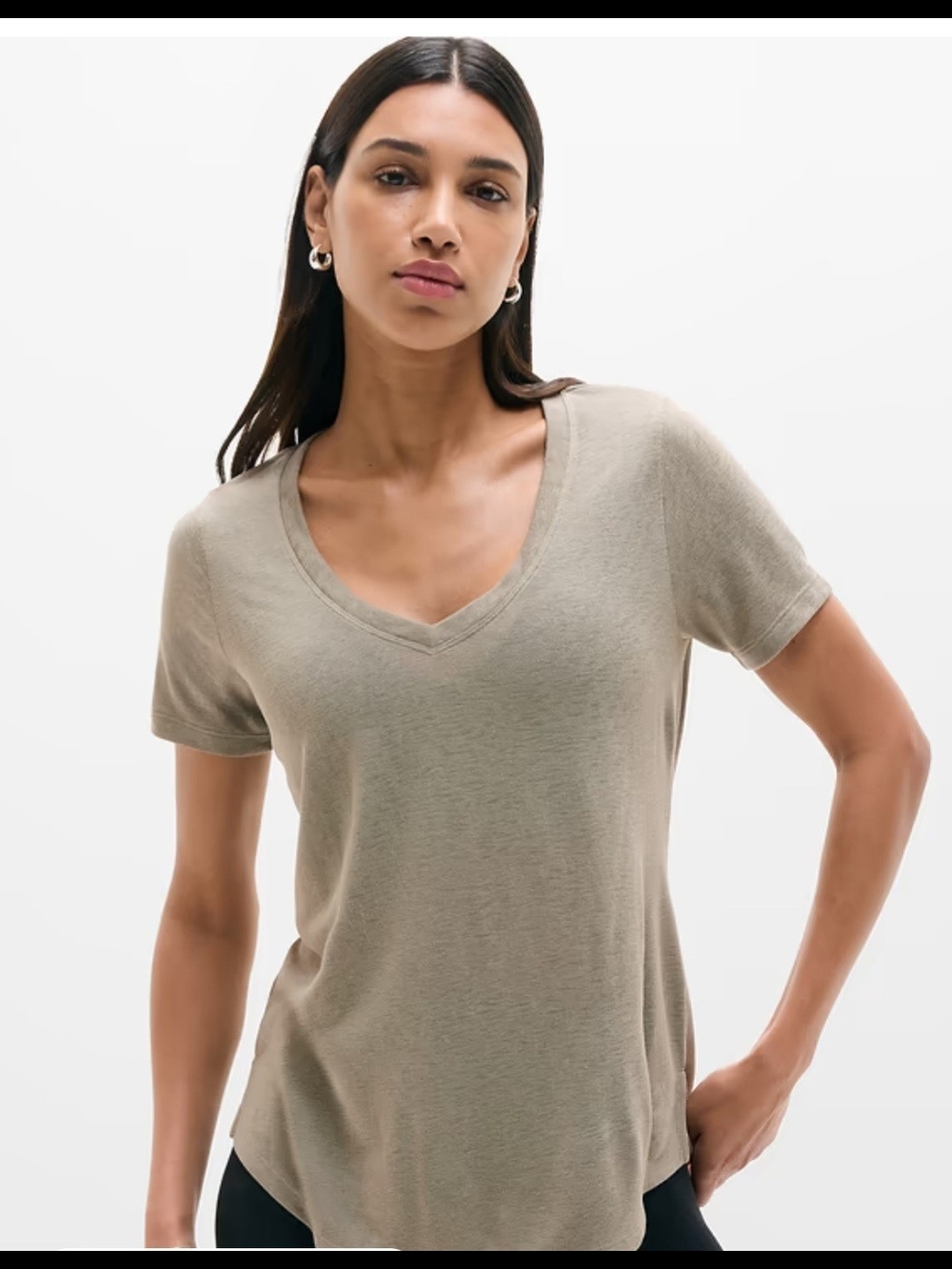 EUC Women's Athleta Breezy Scoop V-Neck Short Sleeve Tee in Blue/green